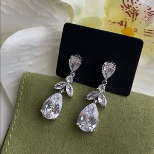 Water-drop Diamond Earrings  925 silver